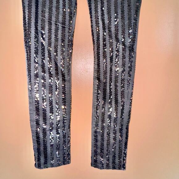 Victoria's Secret Siren Women's Black Sequin Skinny Jeans Size 4 - Picture 9 of 11